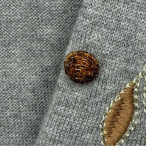 SUNDANCE Afterlight Gray Embroidered Cardigan Merino Wool Cotton Embellished SM - Picture 7 of 16